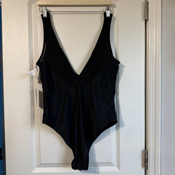 CupShe Extra Large XL Black Bathing Suit‎ NWT One Piece Swimsuit Mesh V-neck - Picture 11 of 12